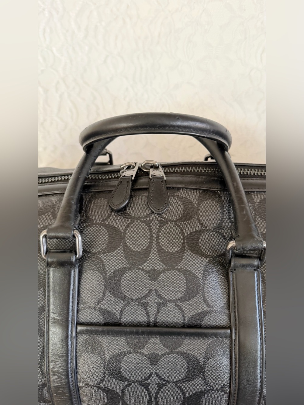 Coach Venturer Men's Signature Canvas Duffel in Charcoal and Black C5305 - Picture 6 of 14